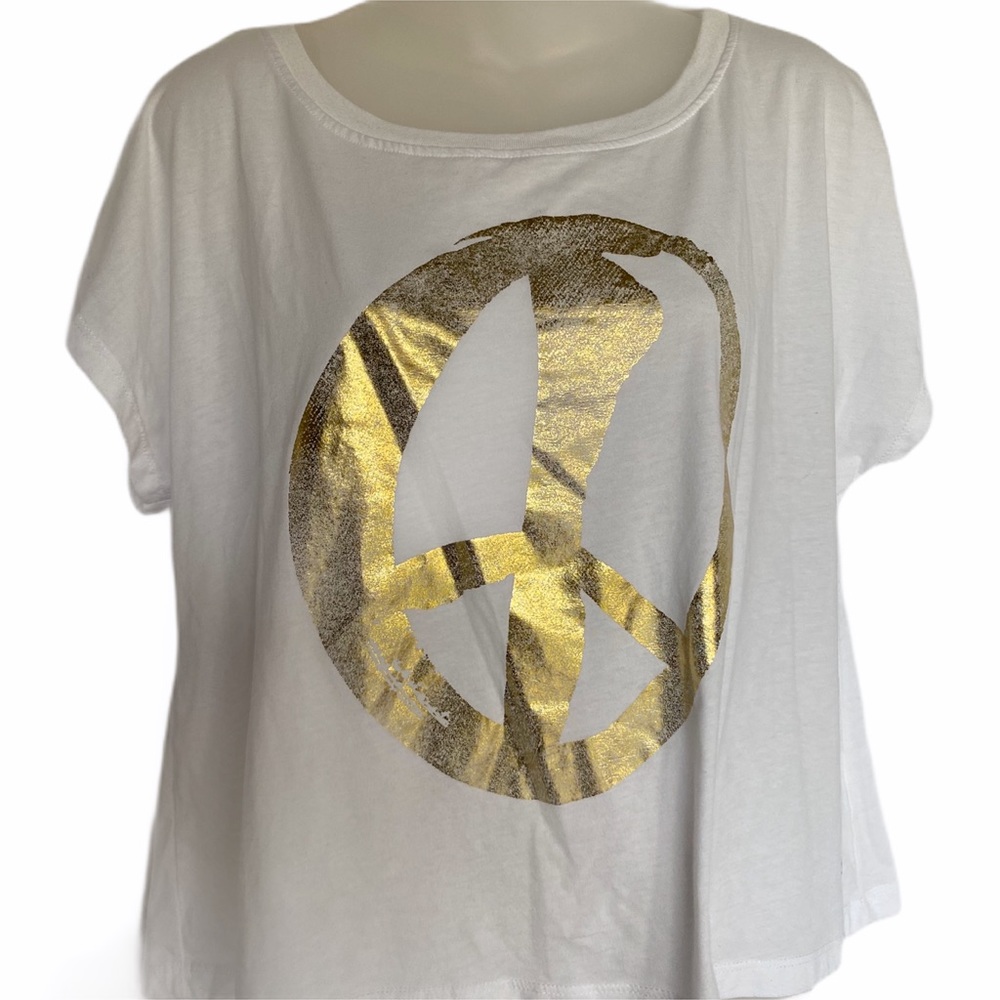 O’Neill White & Gold Peace Sign Graphic Tee Shirt